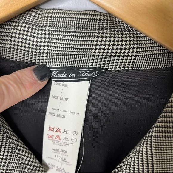 Gianni Versace Plaid Button Front Jacker Black and White Size 54 (XXL) Vintage - Picture 9 of 10